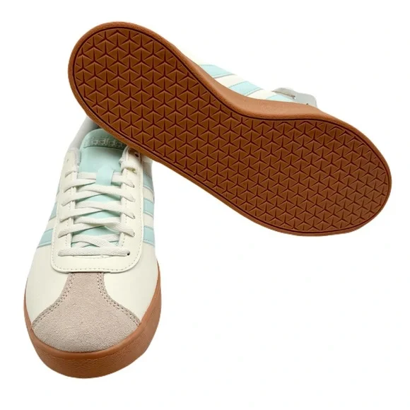 ADIDAS Women’s VL Court Base Cream and Light Blue Sneakers, Size 9 - Picture 9 of 13